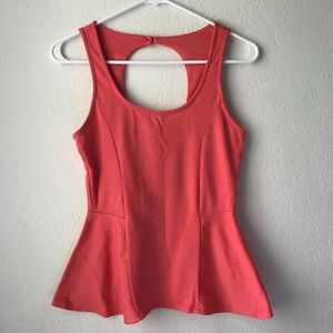 Pink coral sleeveless peplum top